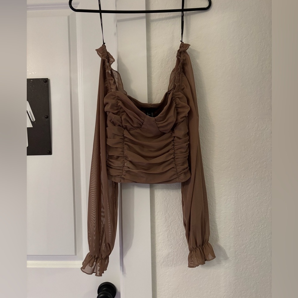 Forever 21 Brown Ruched Blouse